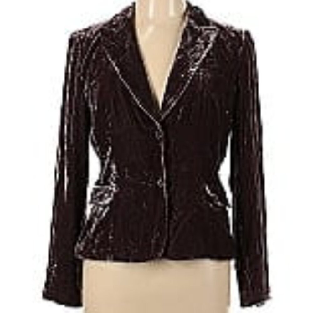 Tahari Burgundy Velvet Blazer Size L/M